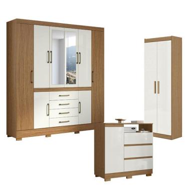 Imagem de Guarda Roupa Casal Nápole 2045149 E Armário Multiuso 2000191 E Cômoda 2014143 Atacama Off White - Aramóveis