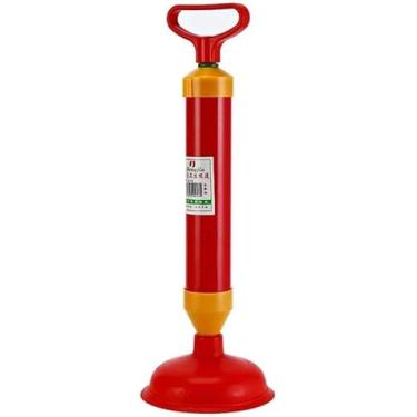 Imagem de Desentupidor de Vaso Sanitário com Bomba Manual, Vermelho e Amarelo, Alta Pressão