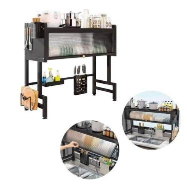 Imagem de Prateleira Organizadora Preta Para Pia De Metal Mini Armário - Top Rio