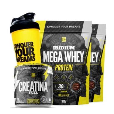 Imagem de Kit 2X Whey Protein Mega + Creatina Fuel 300G + Coqueteleira - Iridium