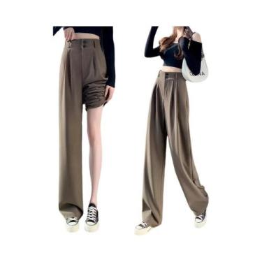 Imagem de Calça Feminina Cintura Alta com Perna Larga - Estilo Gótico Coreano, B