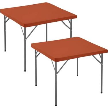 Imagem de Enjoyidea Toalha de mesa quadrada ajustada 91 x 91 cm - pacote com 2 cartões enferrujados elastano elástico - pequena capa de mesa dobrável elástica para cozinha, jantar, piquenique, pátio, mesa de