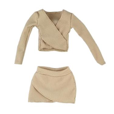 Imagem de oshhni 1:6 Crop top feminino manga comprida ajustado cosplay, moda, clássico, roupas de boneco de ação para acessório de boneco de ação de 12 polegadas, Cáqui