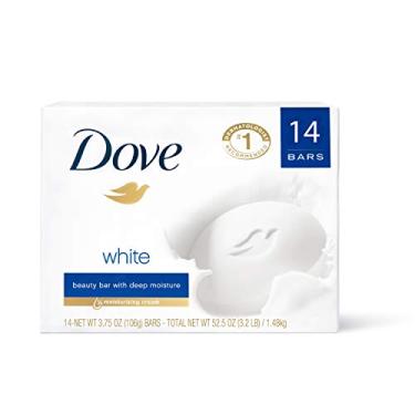 Imagem de Dove Beauty Bar Limpador suave para pele mais macia e suave com 1/4 creme hidratante branco mais hidratante do que sabonete em barra, 106 g, 14 barras