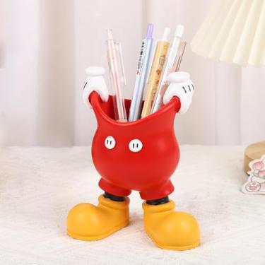 Imagem de Fonture Porta-lápis de animais de desenho animado, porta-canetas criativo, suporte de armazenamento de pincéis de cosméticos, suporte de caneta de papelaria, ornamento de resina, decoração de casa