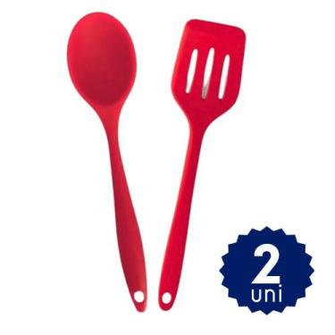 Imagem de Kit Cozinha 6 Peças Silicone Colher Concha Espátula Resistente Calor -