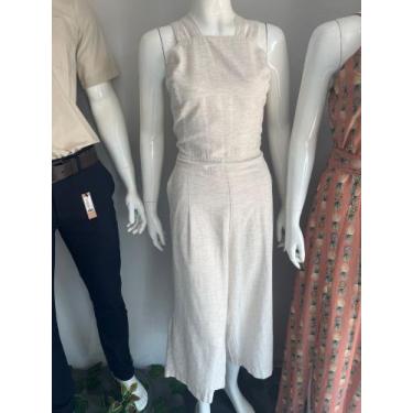 Imagem de Macaquinho feminino branco estilo pantalona  - Lux. 