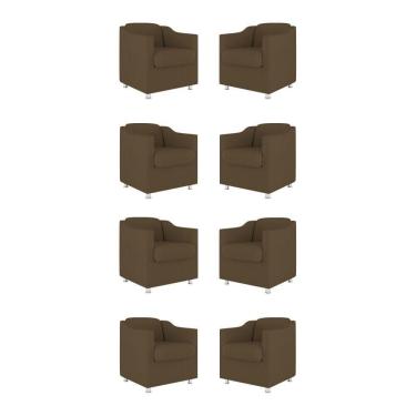 Imagem de Kit 8 Poltronas Tilla Decorativas Consultório Sala Tecido Cor:marrom