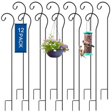 Imagem de Hicarer 12 ganchos de pastor de 113 cm de espessura, 1/3 de espessura, gancho de metal ondulado para jardim, suportes para decoração de jardim de casamento, lanternas suspensas, alimentadores de