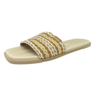 Imagem de Chinelo Rasteiro Feminino Artesanal Metalizado Slide Moleca