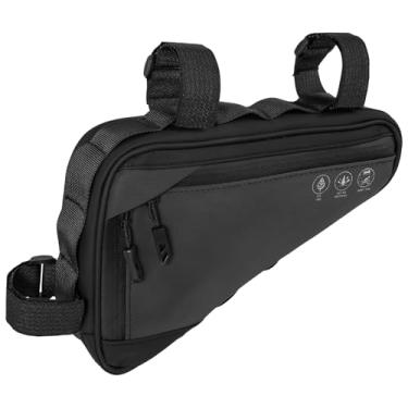 Imagem de LZVXTYM Bolsa para quadro de bicicleta, bolsa triangular de bicicleta impermeável, bolsa refletiva de armazenamento de bicicleta com 2 bolsos laterais, 3 alças multiposições para montagem em bolsas de