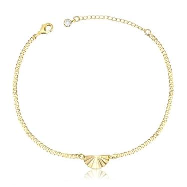 Imagem de Tornozeleira Elos 1x1 Achatados com Pingente Leque Aberto (22cm)