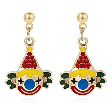 Imagem de CWVHQ Brincos femininos com pingente de palhaço de circo palhaço colorido e estranho, 自发货, Metal, Sem pedra preciosa