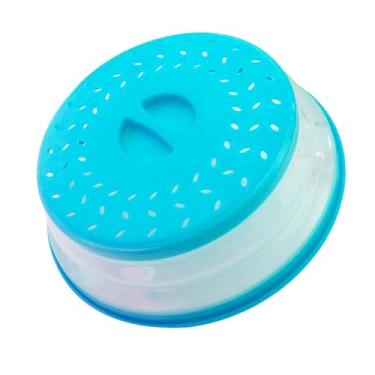 Imagem de Capa dobrável para respingos de micro-ondas de 26 cm, pode ser lavada na lava-louças, capa de placa de micro-ondas com saída de vapor, silicone e plástico sem BPA (azul esmeralda)