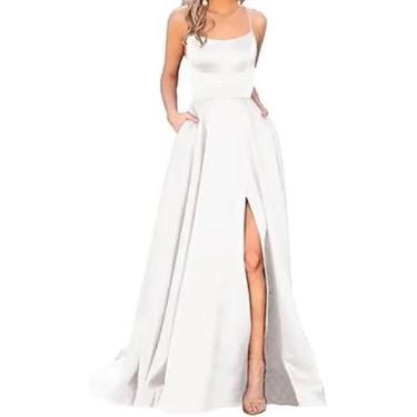 Imagem de Vestido de baile de noite elegante de cetim sem mangas para mulheres -