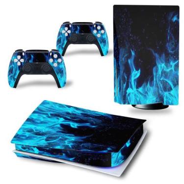 Imagem de (Chama Azul) Ps5 Adesivo Vinil Skin Wrap Capa decalcal para os control