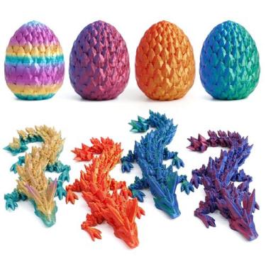 Imagem de Toy Figure Flavery impresso em 3D Dragon in Gemstone Egg, pacote com 4