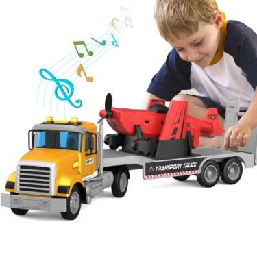 Imagem de Caminhão de brinquedo DOWELLIN Large 22 Semi Police com aeronave a hél