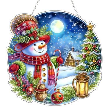 Imagem de Enfeite suspenso JJFox DIY 5D Diamond Art Christmas Snowman