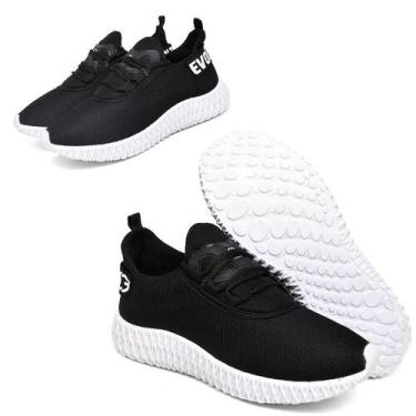 Imagem de Tênis Esporte Casual Sola 3D Confortavel  Preto e Branco - Evoltenn, P