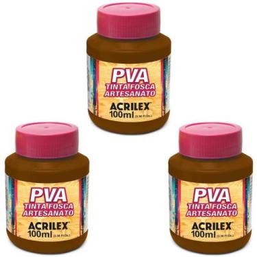 Imagem de Kit Tinta Fosca Artesanato PVA Marrom 3x 100ml Acrilex