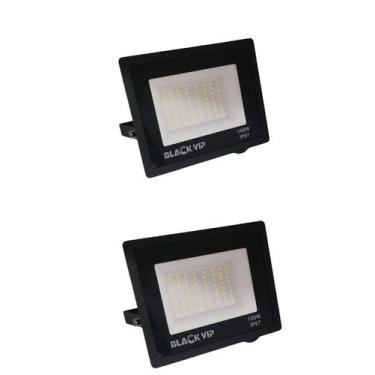 Imagem de KIT 2 Refletor Led 100w Holofote Prova Dágua Ip66 Branco Frio bivolt 6