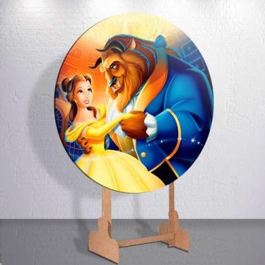 Imagem de Decoração infantil festa com painel redondo capa Fera princesa Bela ta