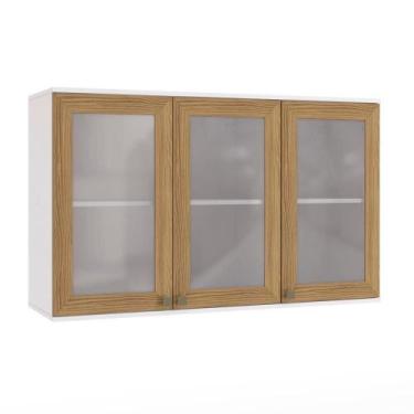 Imagem de Armário Aéreo Celeste Kappesberg 100% Mdf 3 Portas Com Vidro