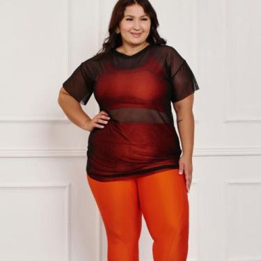 Imagem de BlusaTule Plus size Feminina Transparente Academia Fitness - Mariella,