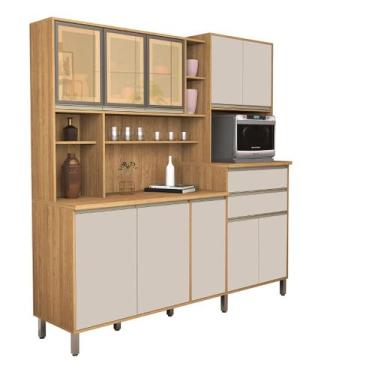 Imagem de Armário Cozinha Gabi 10 Portas Vidro Reflecta MDF Resistente - Sambare