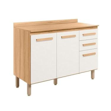 Imagem de Balcao 03 Pt 120cm Com Tampo 16988 Freijo Off White Cristal Nicioli - 