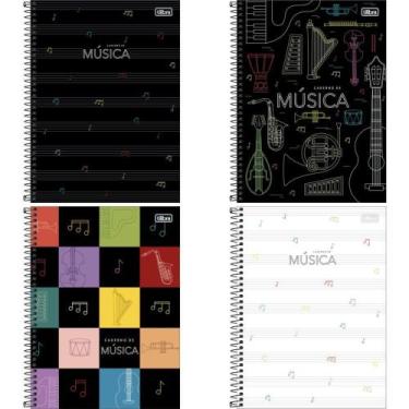 Imagem de Caderno de Música Universitário Capa Dura 80 Folhas Pacote com 05 - Ti