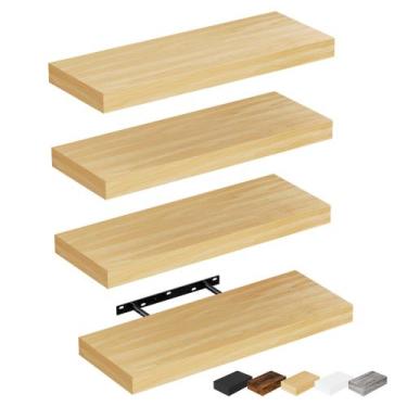 Imagem de Prateleiras flutuantes Bellsal Maple Wood, conjunto de 4 para parede