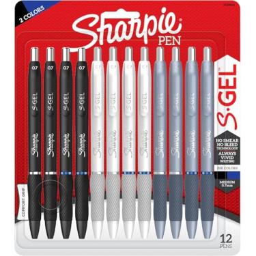 Imagem de Sharpie S-Gel, canetas de gel, ponta média (0,7 mm), canetas de tinta gel preta e azul, 12 unidades