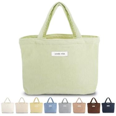 Imagem de Sminra Bolsa pequena de veludo cotelê bíblia mini bolsa casual diária feminina bonita estética, Verde empoeirado, Colorido