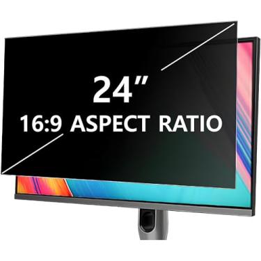 Imagem de Kelepu Tela de privacidade de computador de 24 polegadas para monitor widescreen de proporção 16:9 de 24 polegadas, proteção ocular, filtro de privacidade de monitor de computador com luz azul