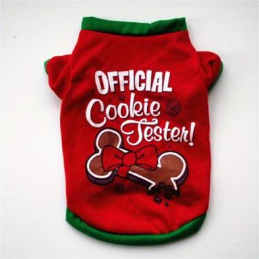 Imagem de Camisetas de Natal para cães, flocos de neve, roupas para animais de estimação, Papai Noel, roupas divertidas para cães e gatos pequenos, Natal, festival, festa, vermelho, P
