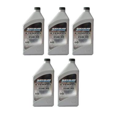 Imagem de Óleo Motores de Popa 4T Quicksilver 25W40 1 Litro Kit Com 5 Litros - M
