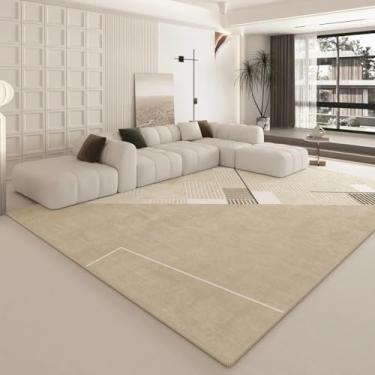 Imagem de Tapete creme para sala de estar, tapete luxuoso para quarto, cabeceira, carpete minimalista para casa (200 x 300 cm/X-QR 12)