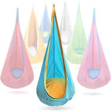 Imagem de Cadeira infantil para pendurar em ambientes internos e externos, macia e segura com alta capacidade de peso, fácil instalação, perfeita para quarto, jardim, sala de jogos