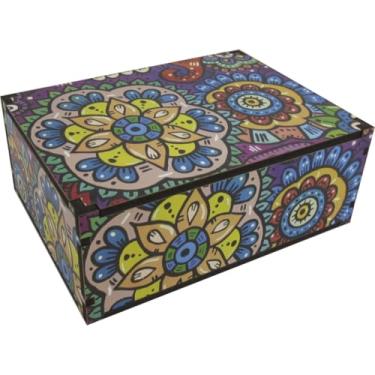 Imagem de Caixa Organizadora e Decorativa em MDF Mandala Colorida 23x17x9 cm – Presente e Decoração de Ambiente
