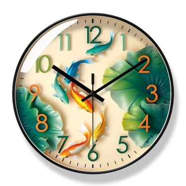 Imagem de Relógio de parede Koi Fish Design 30x30cm Silent Non-Ticking