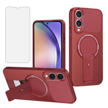 Imagem de Asuwish Capa de telefone para Samsung Galaxy S25 Edge Capa magnética de fibra de carbono com protetor de tela de vidro temperado e suporte protetor fino acessórios de celular macio S25Edge 25S S 25