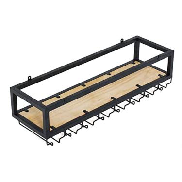 Imagem de APUM Suporte de teto para vinho | Prateleira de armazenamento de garrafa de vinho | Prateleiras suspensas de taças de vinho plantas flores prateleira flutuante ferro arte parede expositor