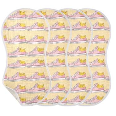 Imagem de STAYTOP 4 peças de sapatos coloridos de desenhos animados panos de arroto para bebês meninos meninas e toalha de recém-nascido, panos grandes absorventes para arrotar