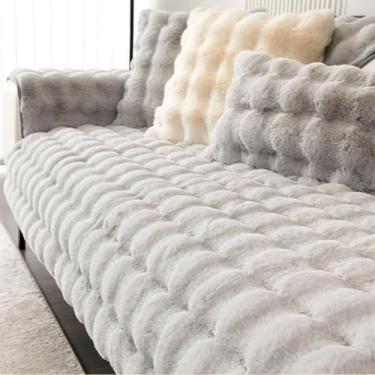 Imagem de HGTRH Capa de sofá para sofá secional em forma de L, almofadas não removíveis, capas de sofá de pelúcia quentes e amigáveis à pele, laváveis com sensação de massagem, capa de silicone para sofá de