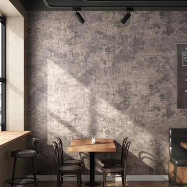 Imagem de ReWallpaper Papel de parede rústico de concreto descasque e cole revestimento de parede texturizado marrom cinza para quarto, sala de estar, café, parede de realce, papel de contato de concreto à
