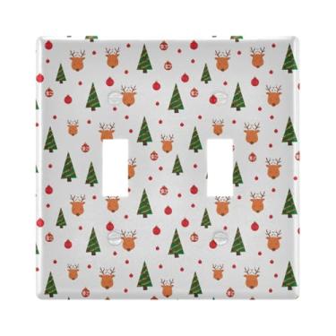 Imagem de Burbuja Capa de placa de parede para interruptor de luz de veado de árvore de inverno, placa decorativa de parede, parafusos incluídos, 2 faixas