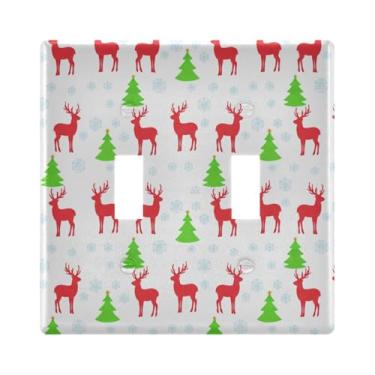Imagem de Burbuja Capa de placa de parede para interruptor de luz de veado de árvore de inverno, placa decorativa de parede, parafusos incluídos, 2 faixas