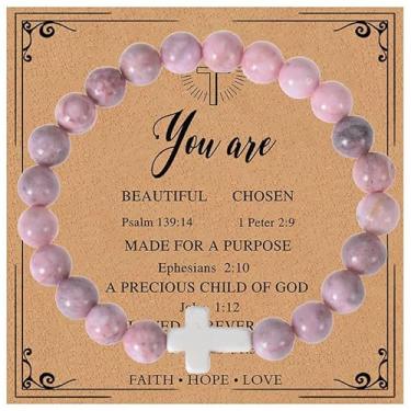 Imagem de Pulseira de contas empilhável com cruz, joias, presentes femininos, presentes de Dia dos Namorados, Natal, amizade, presentes de amizade para mulheres, dia dos namorados, Medium, Latão, Sem Pedra